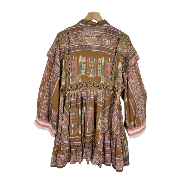 Free People Sz M Augustine Mini Dress Embroidered Babydoll Pockets - Picture 4 of 12